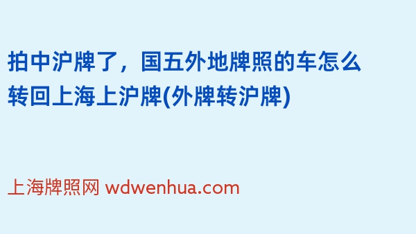 拍中沪牌了，国五外地牌照的车怎么转回上海上沪牌(外牌转沪牌)